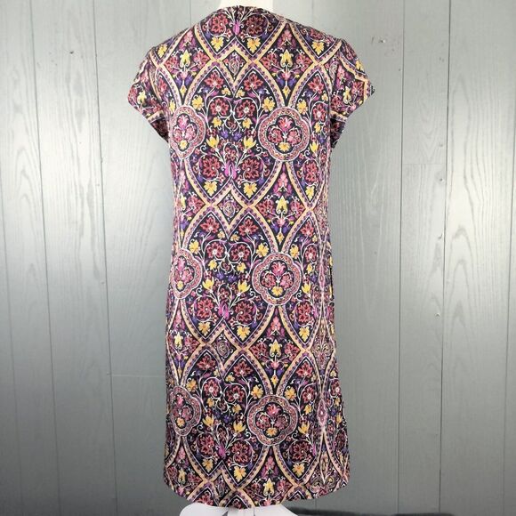 J McLaughlin Swing Dress XS Red Silk Estate Garden Wedding Guest Short Paisley - Picture 2 of 16